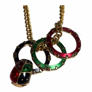 Vintage Joan Rivers Enamel Watch Dial Hinged Egg Charm on KJL Necklace Chain